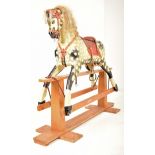 1920S CARVED WOOD PAINTED DAPPLE GREY ROCKING HORSE