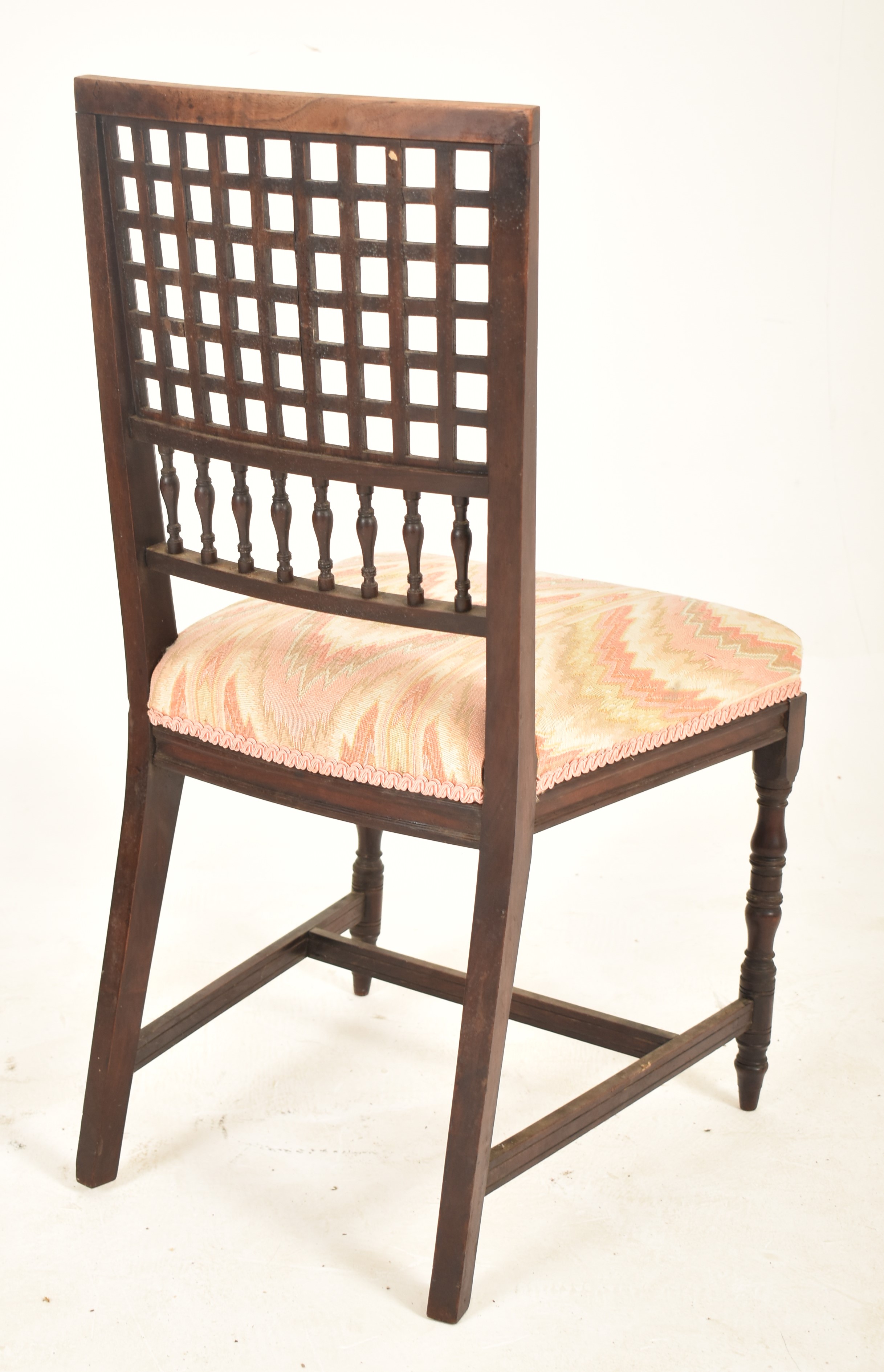 ARTS & CRAFTS 19TH CENTURY ROSEWOOD LATTICE BACK CHAIR - Image 5 of 5