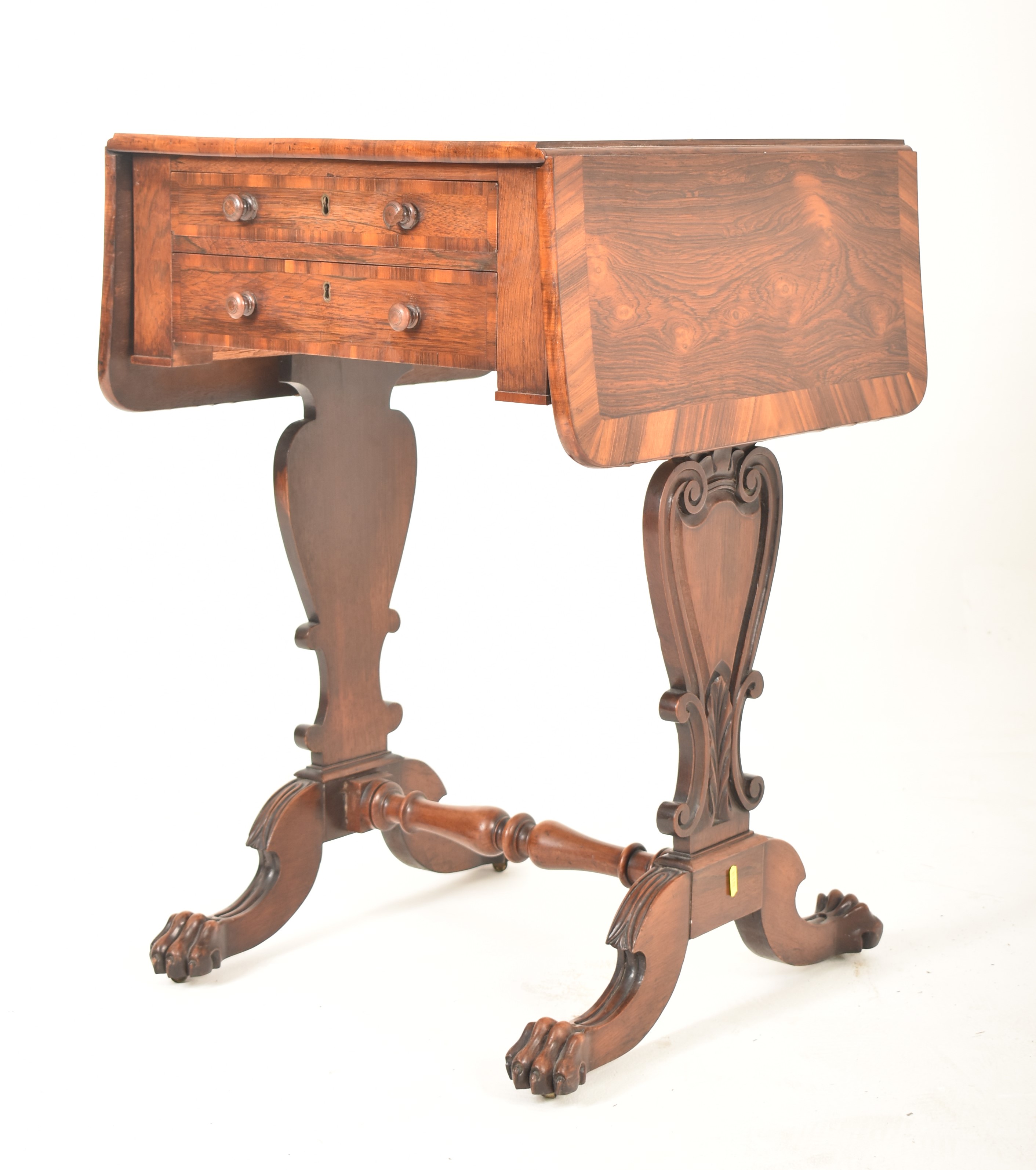 GEORGE IV 19TH CENTURY ROSEWOOD DROP LEAF WORK TABLE