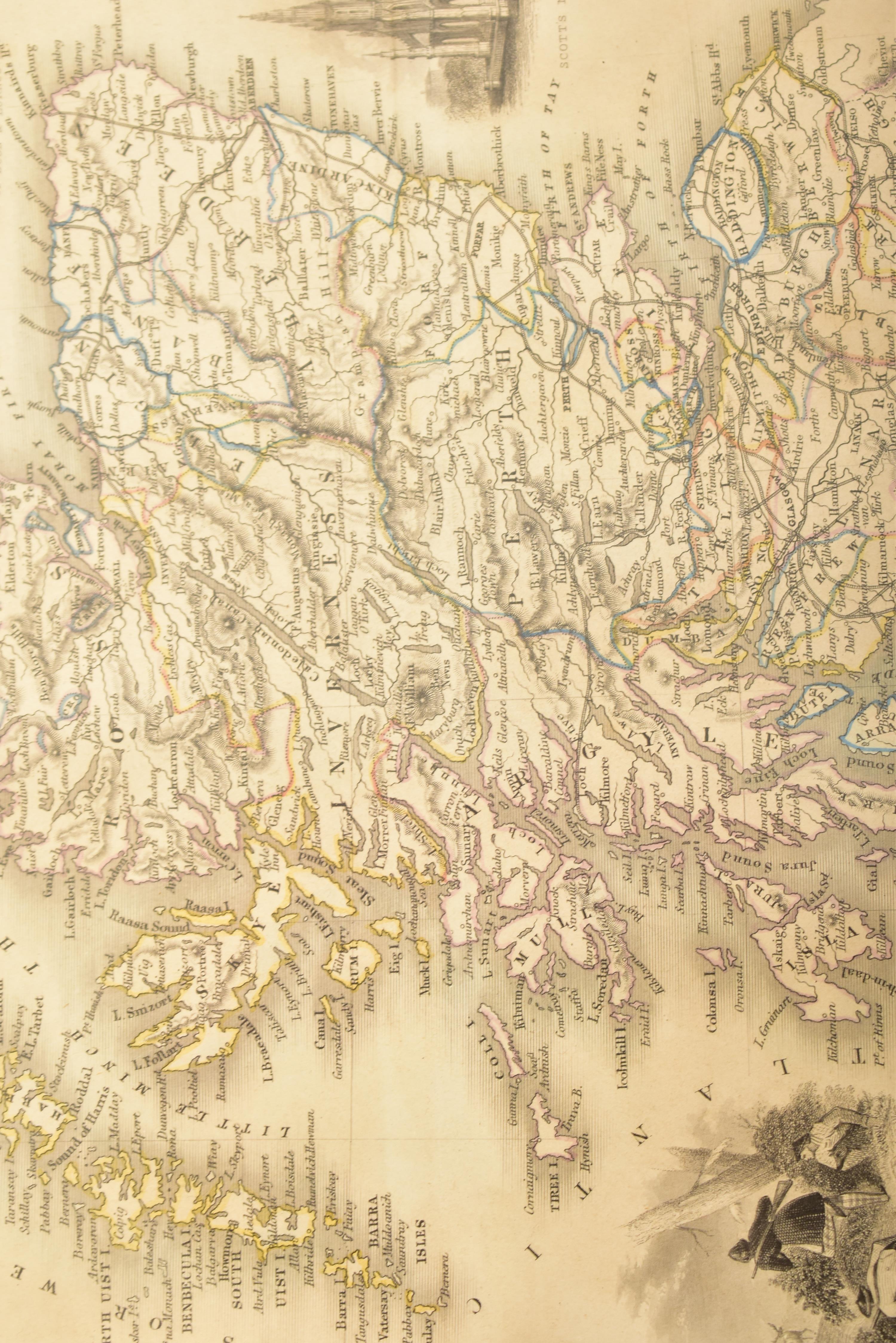 19TH CENTURY CIRCA 1850 MAP OF SCOTLAND BY J. RAPKIN - Image 4 of 5