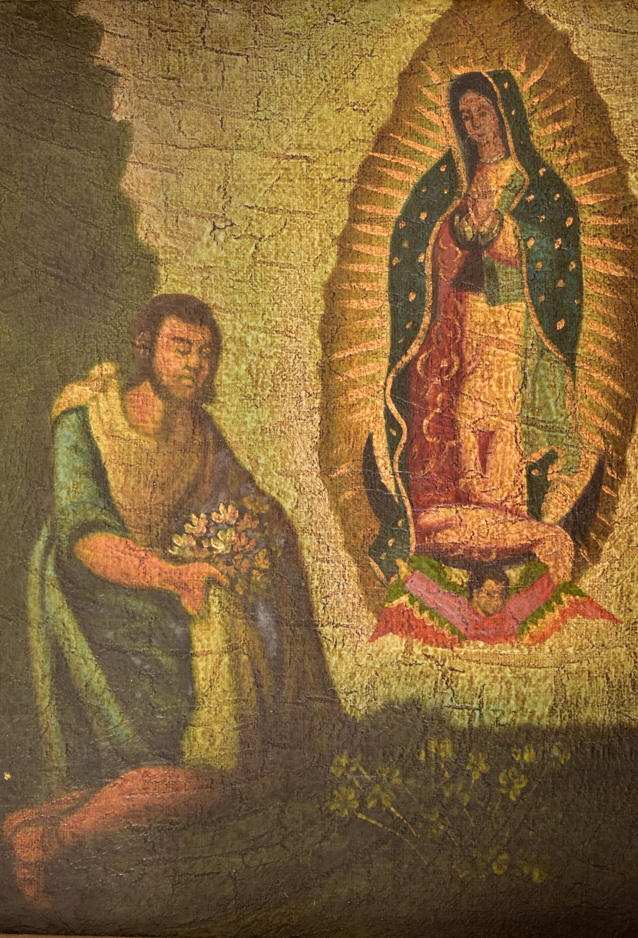 SPANISH COLONIAL SCHOOL - MEXICAN VIRGIN OF GUADALUPE PANEL - Image 4 of 10