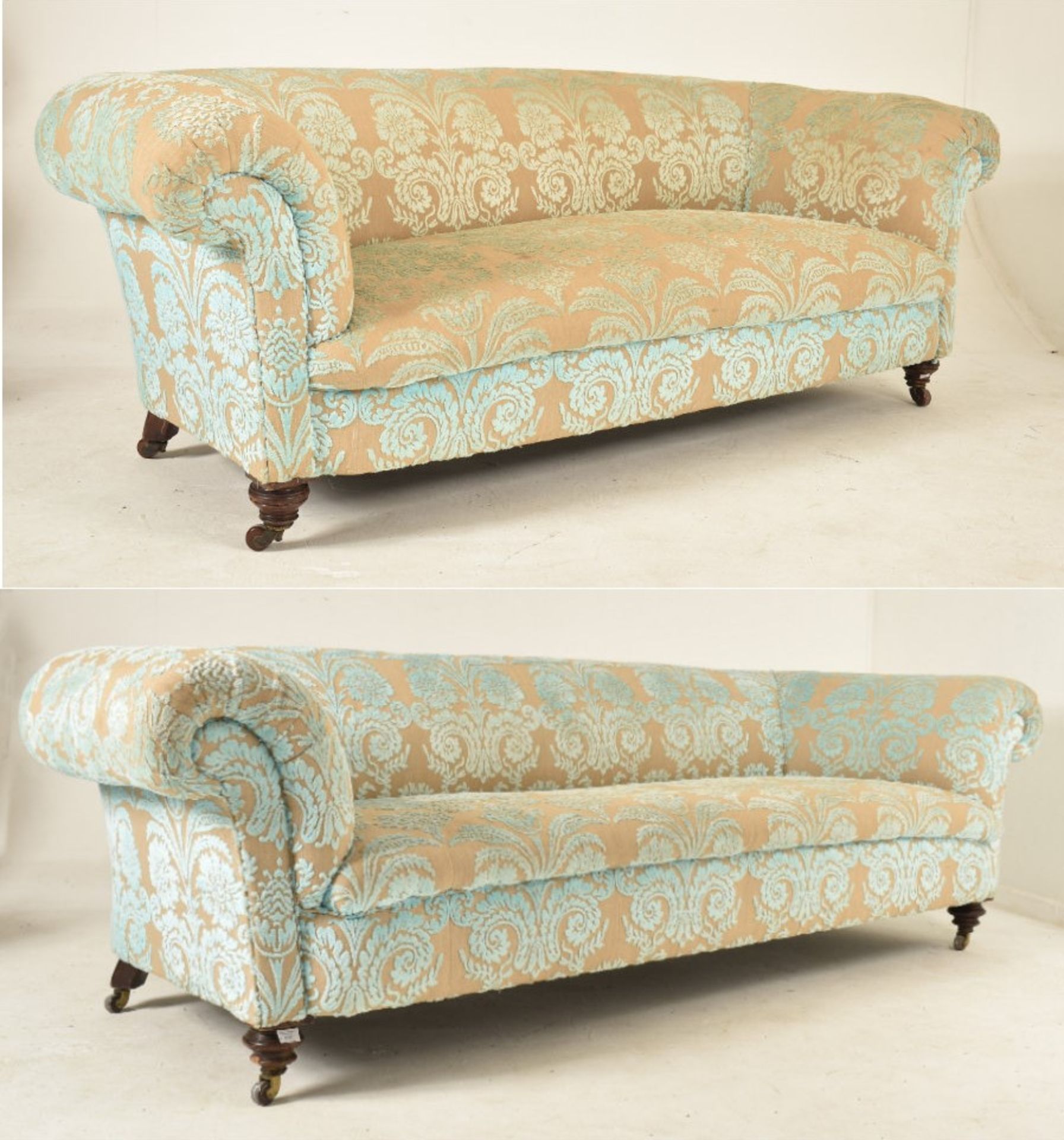 TWO 19TH CENTURY VICTORIAN LARGE CHESTERFIELD SOFAS