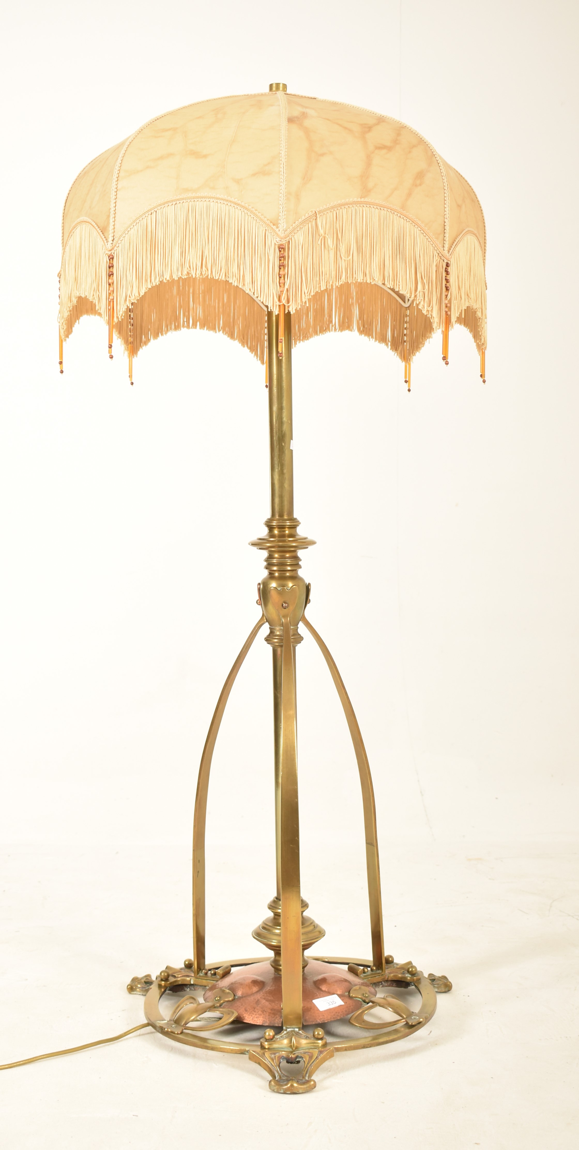 ARTS & CRAFTS HAMMERED COPPER & BRASS STANDARD LAMP