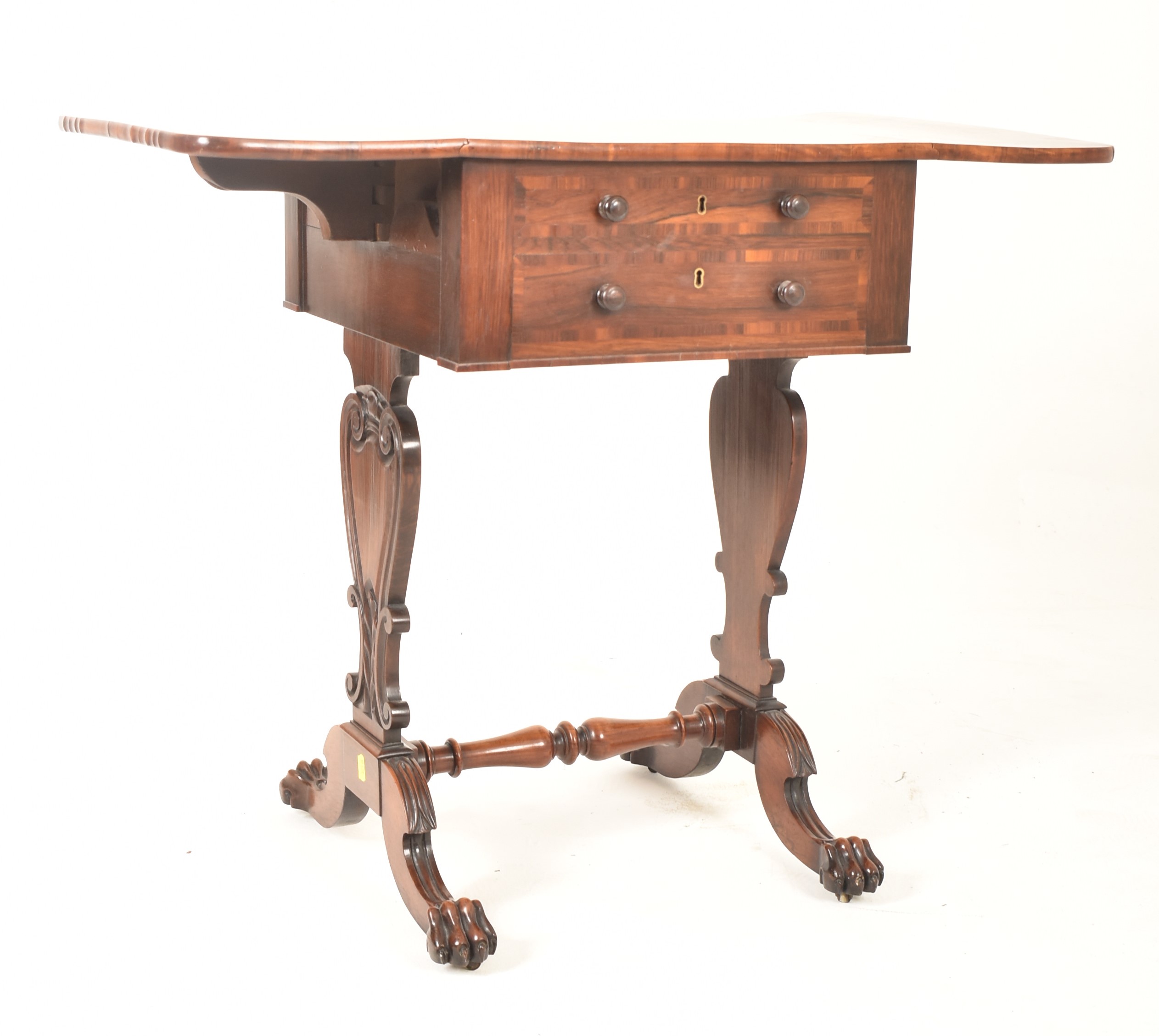 GEORGE IV 19TH CENTURY ROSEWOOD DROP LEAF WORK TABLE - Image 7 of 7