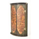 19TH CENTURY CHINOISERIE GREEN PAINTED CORNER CUPBOARD