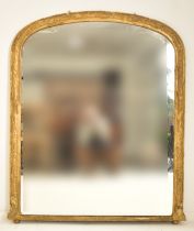 VICTORIAN OVERMANTEL GILT WOOD FRAMED WALL MIRROR