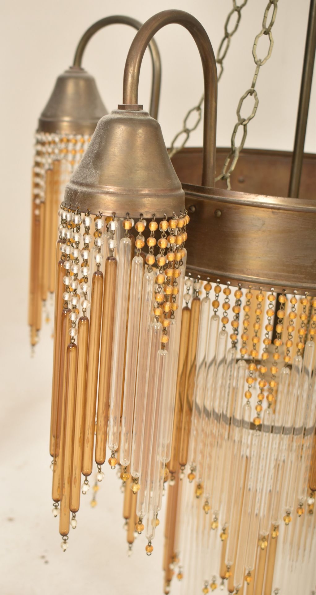 ART DECO INSPIRED METAL & GLASS ROD FOUR ARM CHANDELIER - Image 2 of 6