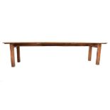 EARLY 20TH CENTURY ELM WOOD PLANK TOP REFECTORY TABLE