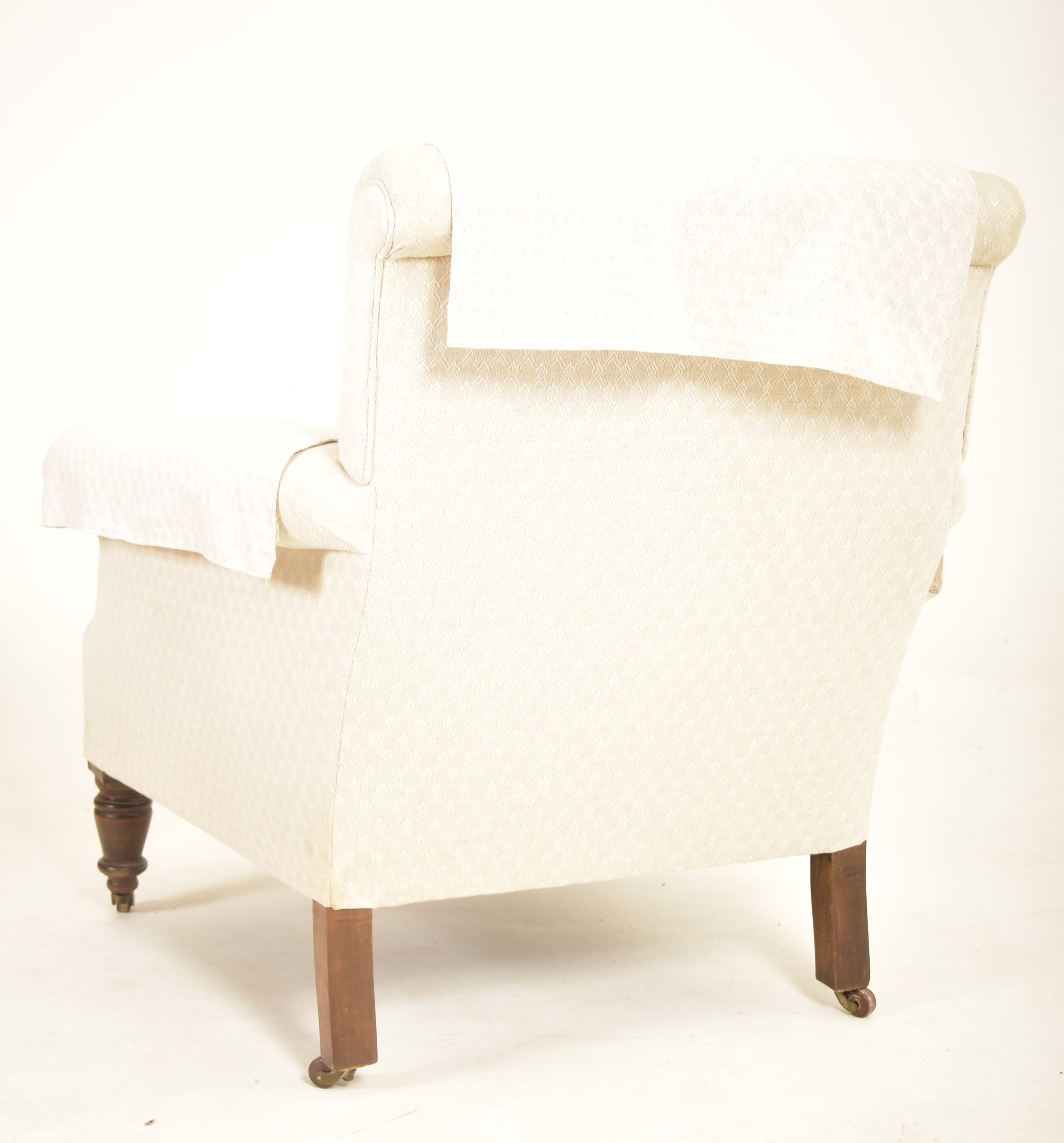 HOWARD & SONS STYLE VICTORIAN UPHOLSTERED ARMCHAIR - Image 7 of 7