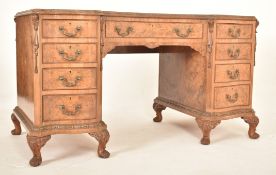 GEORGE II REVIVAL INVERTED BREAKFRONT PEDESTAL DESK