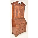 QUEEN ANNE BURR WALNUT BUREAU BOOKCASE ESTATE CABINET