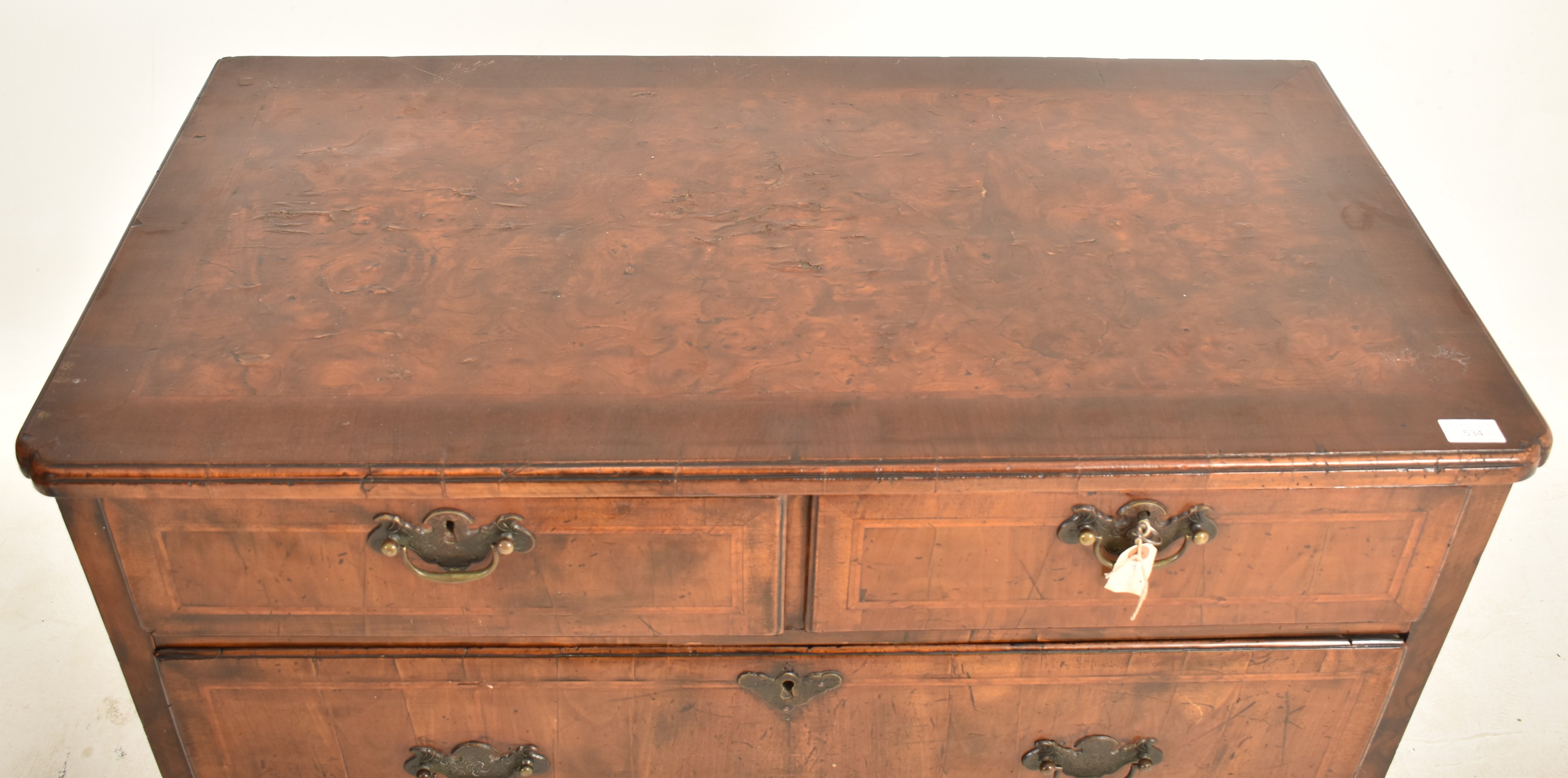 QUEEN ANNE 18TH CENTURY WALNUT & BOXWOOD CHEST ON STAND - Image 2 of 5