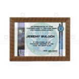 ESTATE OF JEREMY BULLOCH - FAN APPRECIATION PLAQUE