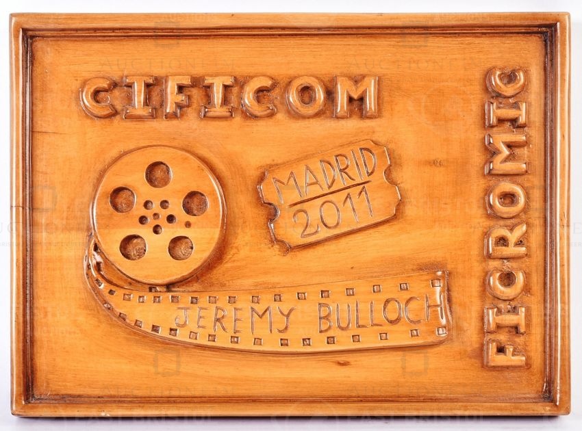 ESTATE OF JEREMY BULLOCH - HAND CARVED PRESENTATION PLAQUE