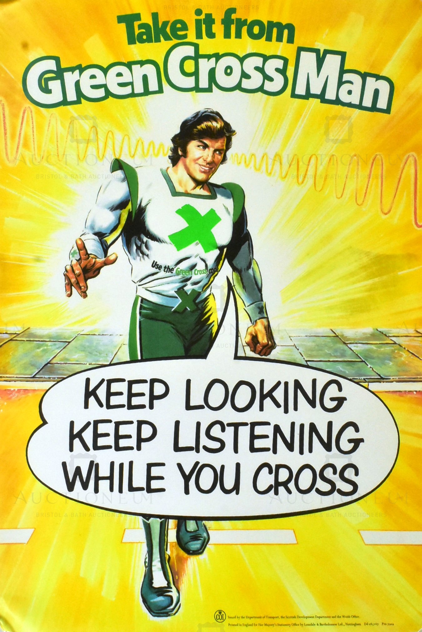 ESTATE OF DAVE PROWSE - ORIGINAL 1970S GREEN CROSS CODE MAN POSTER - Image 2 of 3