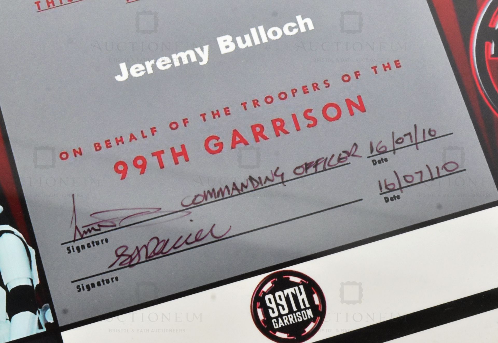 ESTATE OF JEREMY BULLOCH - STAR WARS - 99TH GARRISON PLAQUE - Image 4 of 4