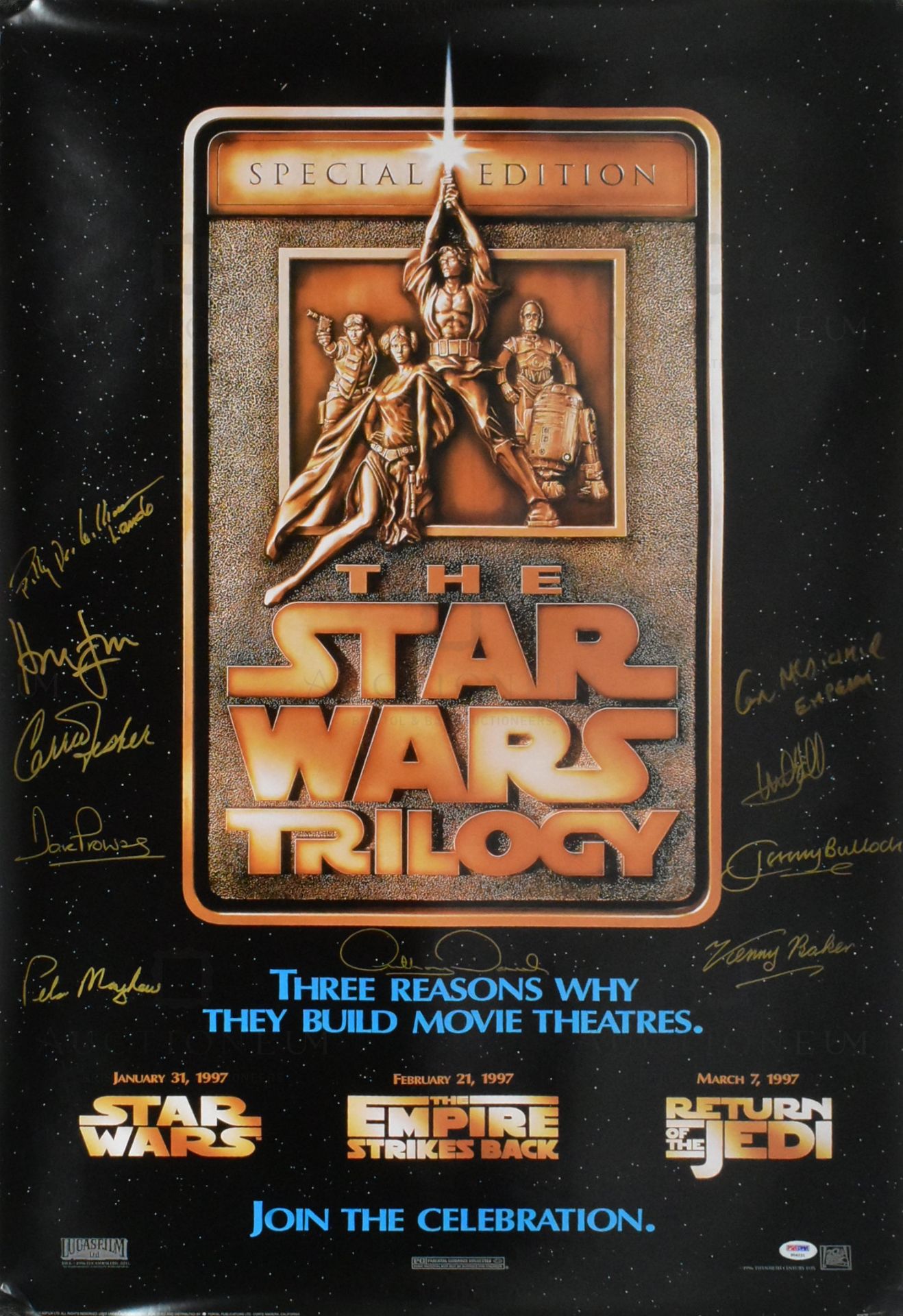 STAR WARS - SPECIAL EDITIONS - MAIN CAST SIGNED POSTER - PSA / DNA