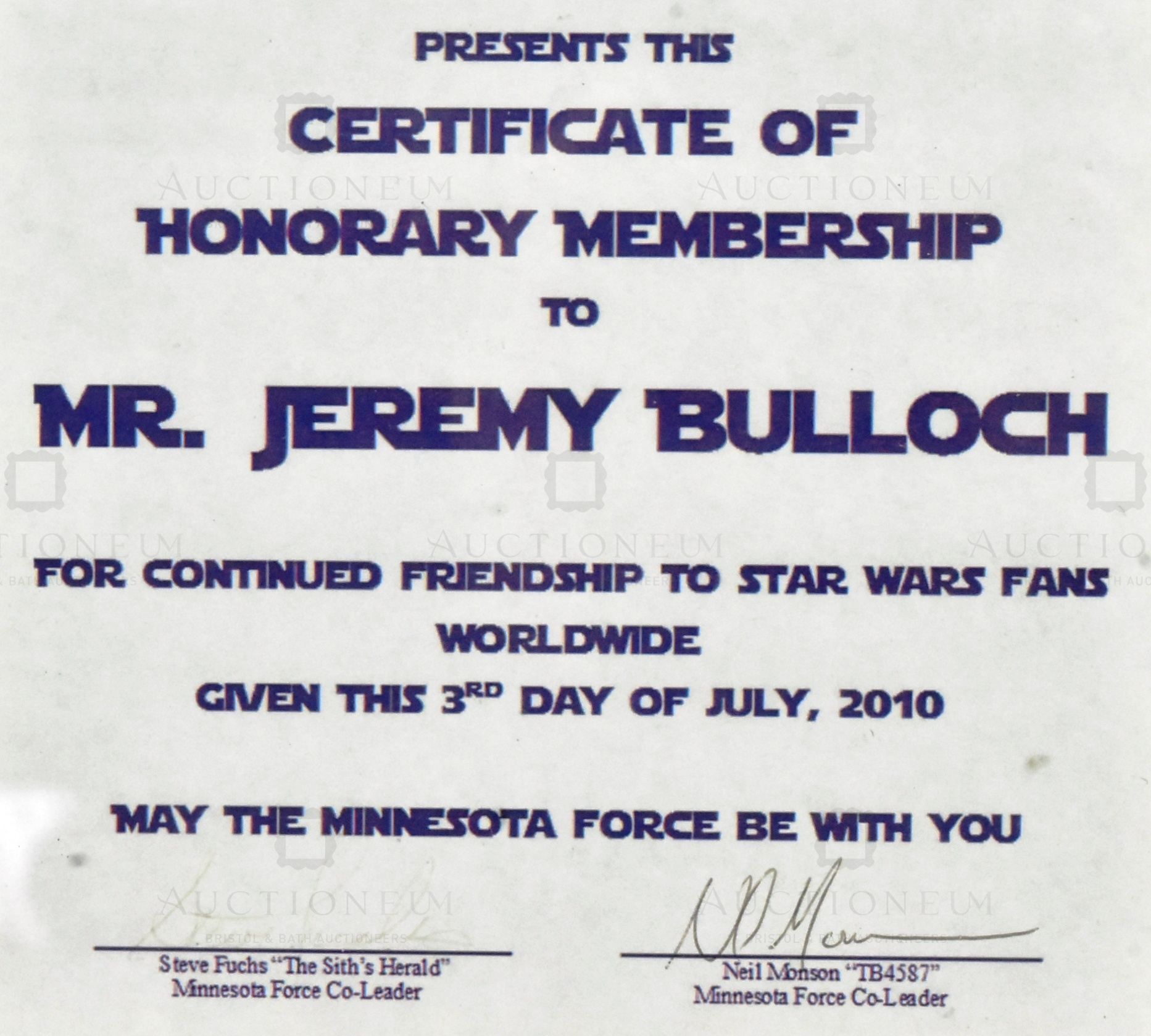 ESTATE OF JEREMY BULLOCH - FAN APPRECIATION PLAQUE - Bild 3 aus 3