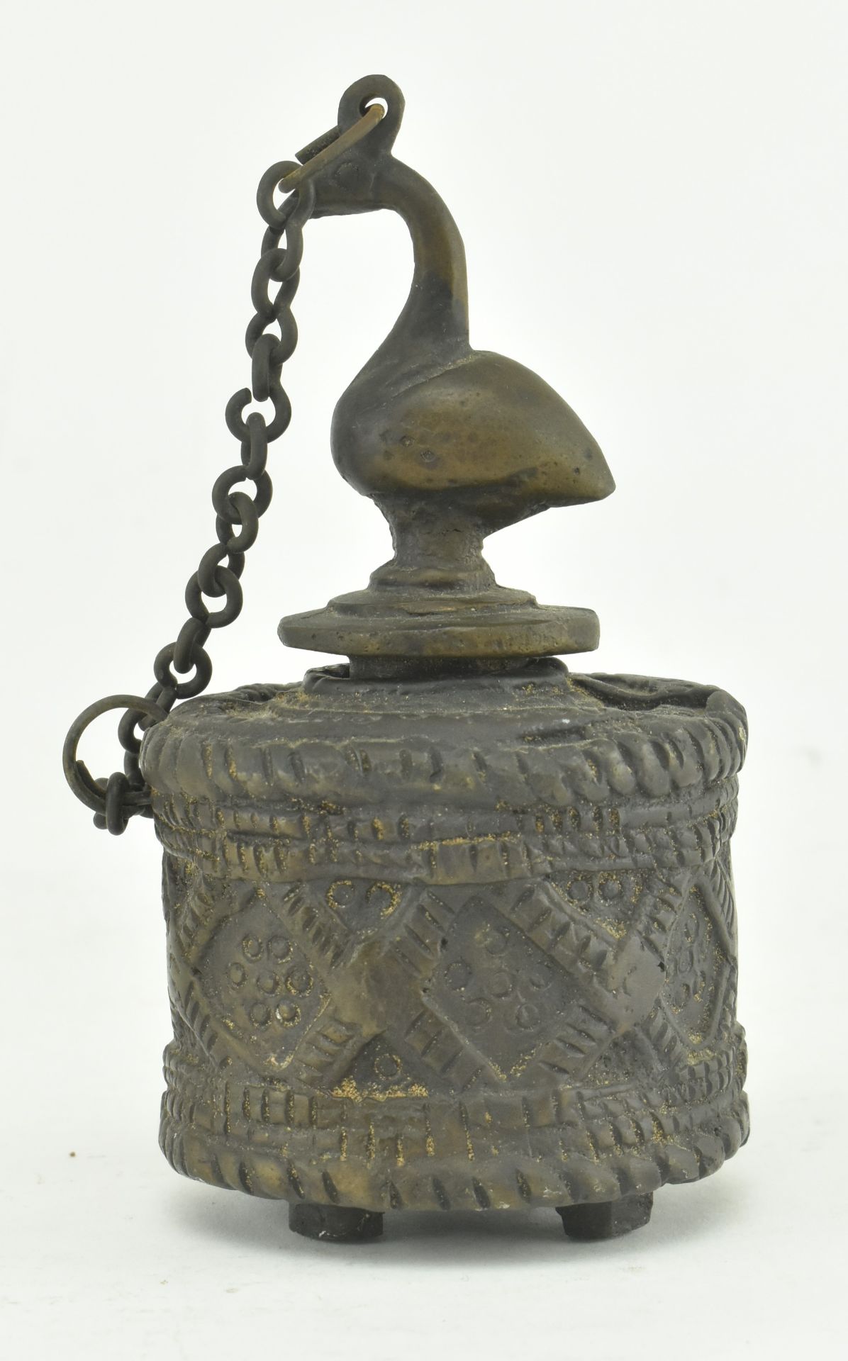 INDIAN METAL OFFERINGS BOWL & TIBETAN LIDDED POWDER POT - Image 9 of 9