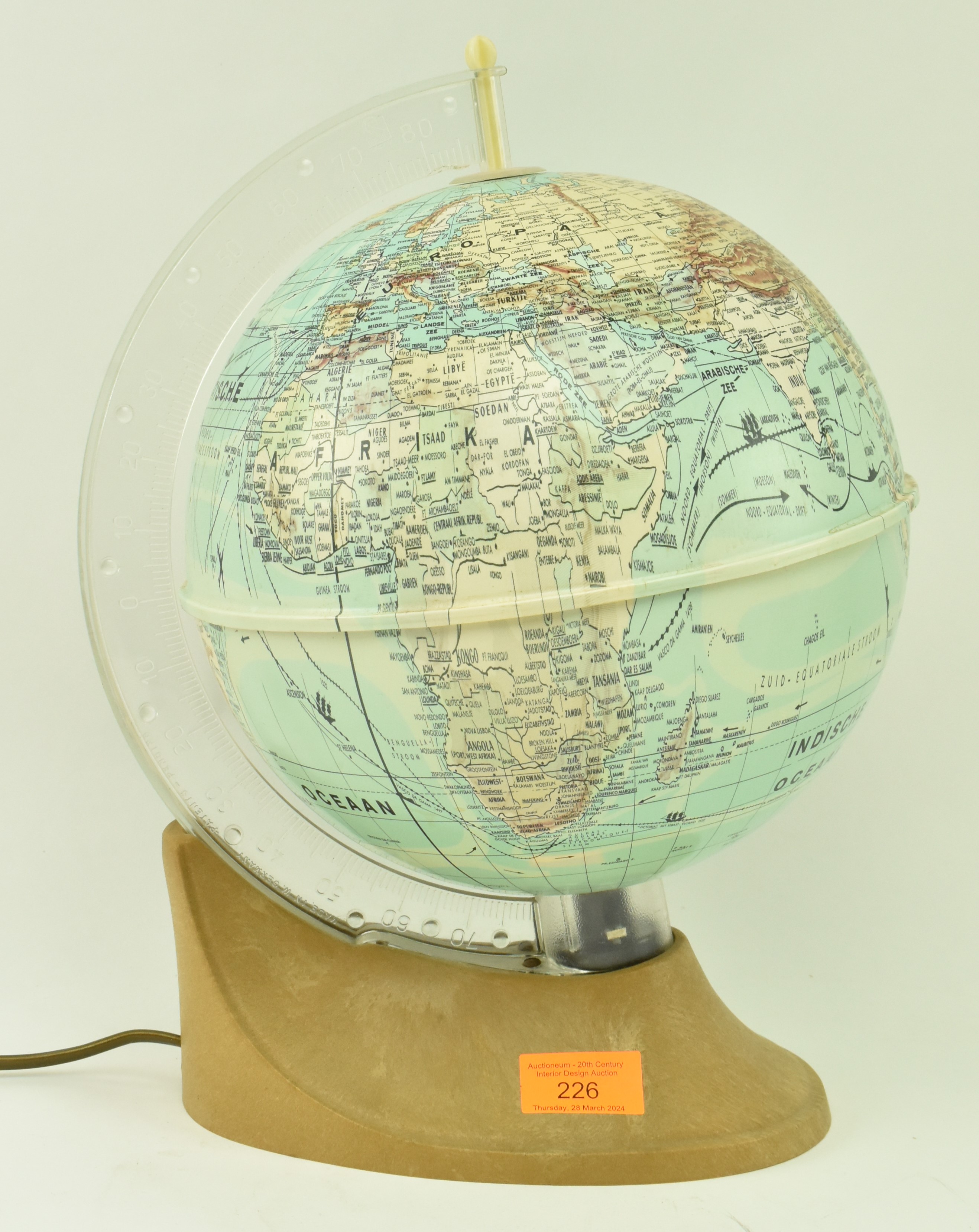 RETRO WEST GERMAN REVOLVING DESKTOP GLOBE LAMP - Image 2 of 7