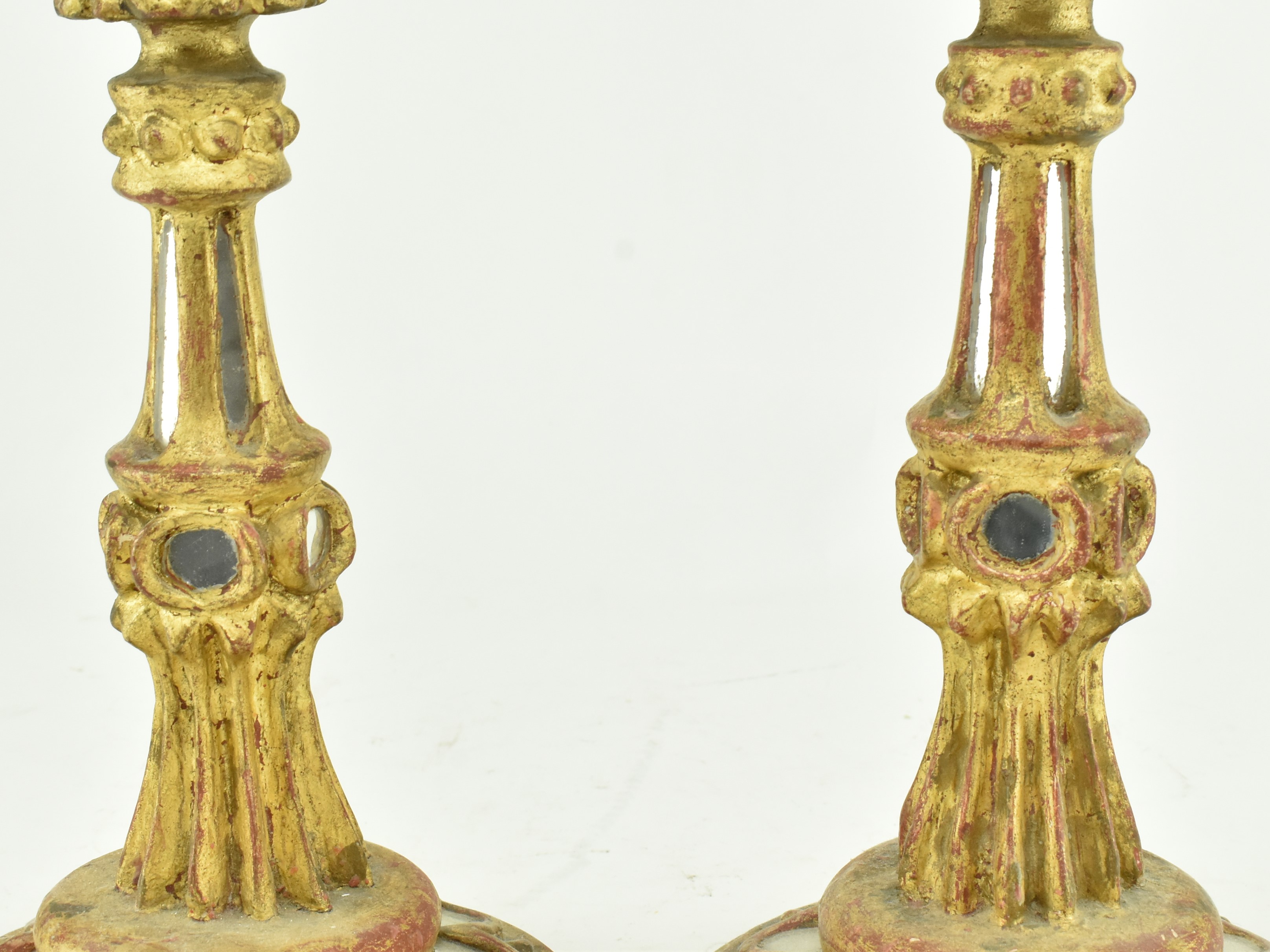 TWO INDIAN STYLE MIRRORED AND GILT WOOD CANDLESTICK HOLDERS - Image 4 of 7