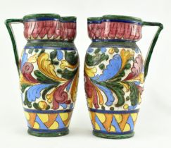 PAIR OF MID CENTURY ITALIAN MAJOLICA EWERS