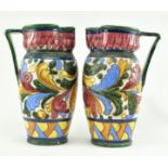 PAIR OF MID CENTURY ITALIAN MAJOLICA EWERS