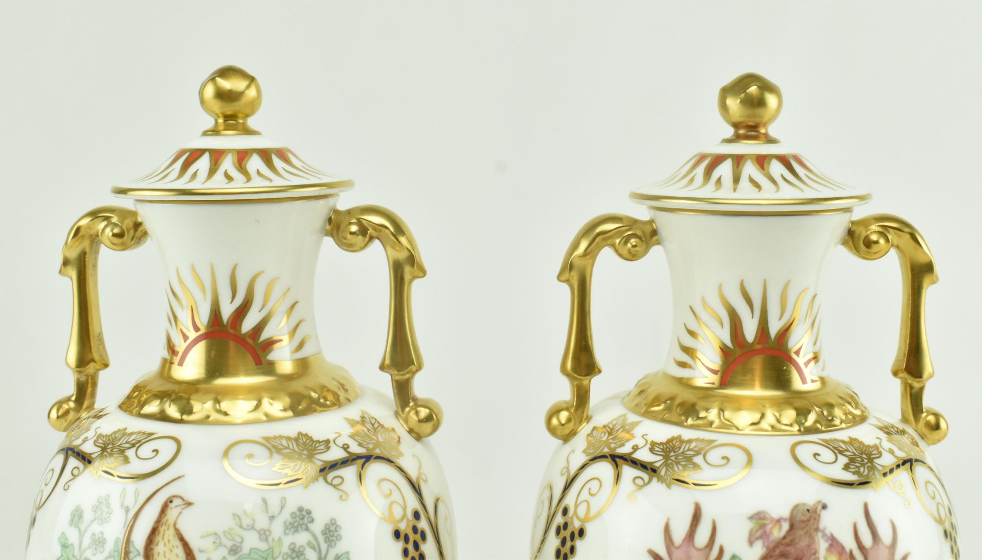PAIR OF CONTEMPORARY ROYAL CROWN DERBY URNS / VASES - Image 5 of 7