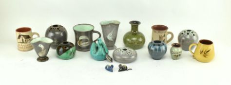 COLLECTION OF 16 PIECES OF STUDIO POTTERY BY FISHLEY HOLLAND