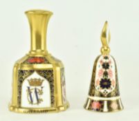 TWO ROYAL CROWN DERBY FINE BONE CHINA BELLS