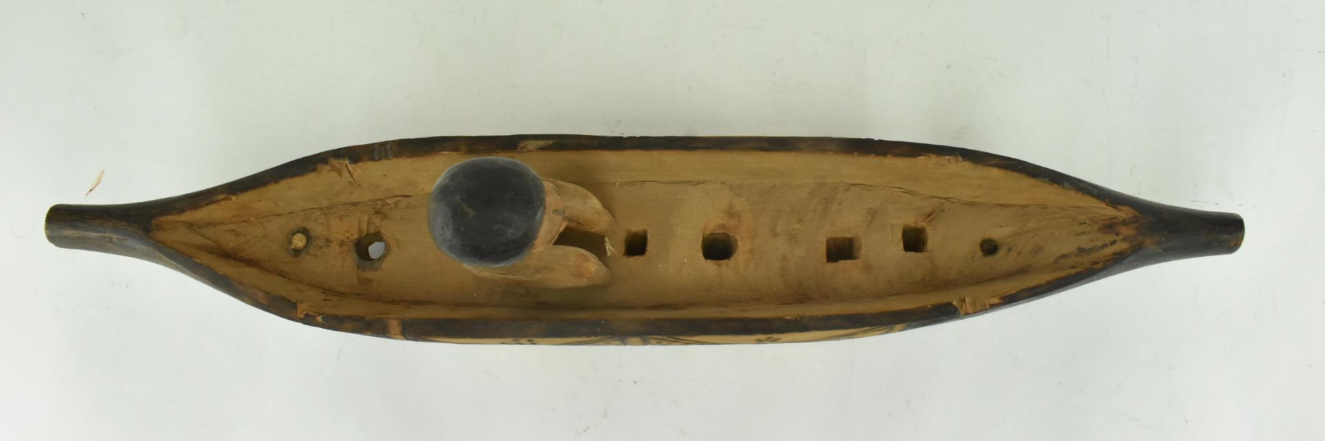 AFRICAN TRIBAL CARVED WOODEN SHIP WITH PEG SAILORS - Image 5 of 7