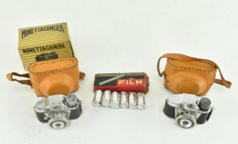 TWO VINTAGE MINIATURE MINETTA CAMERAS, ONE IN BOX WITH FILM