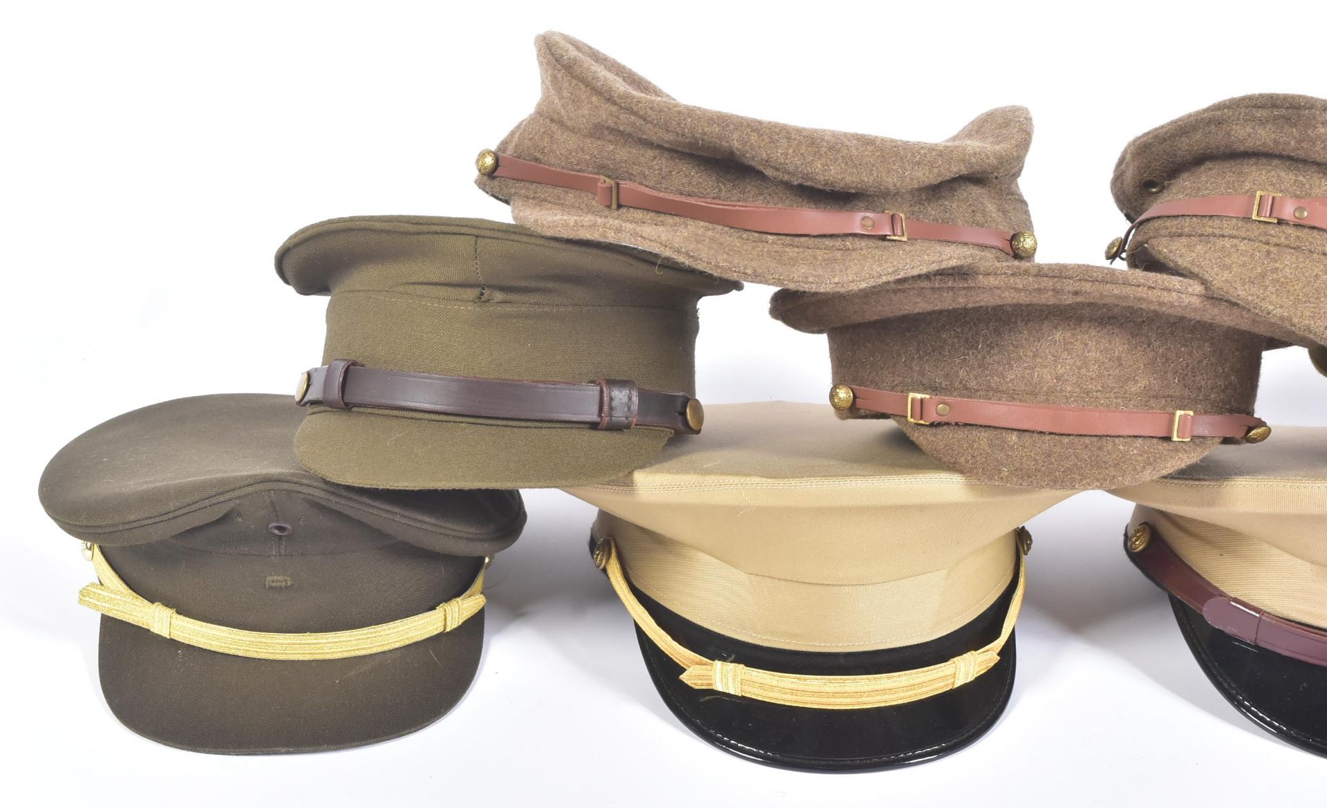 COLLECTION OF UNBADGED MILITARY PEAKED CAPS - Image 2 of 6