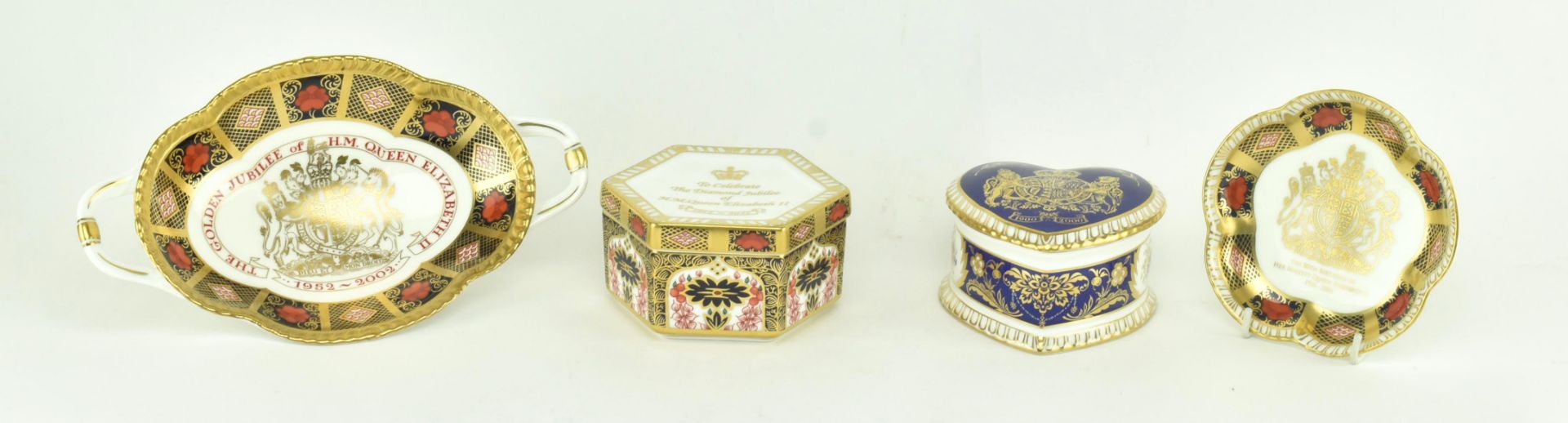 FOUR ROYAL CROWN DERBY ROYAL COMMEMORATIVE PIECES