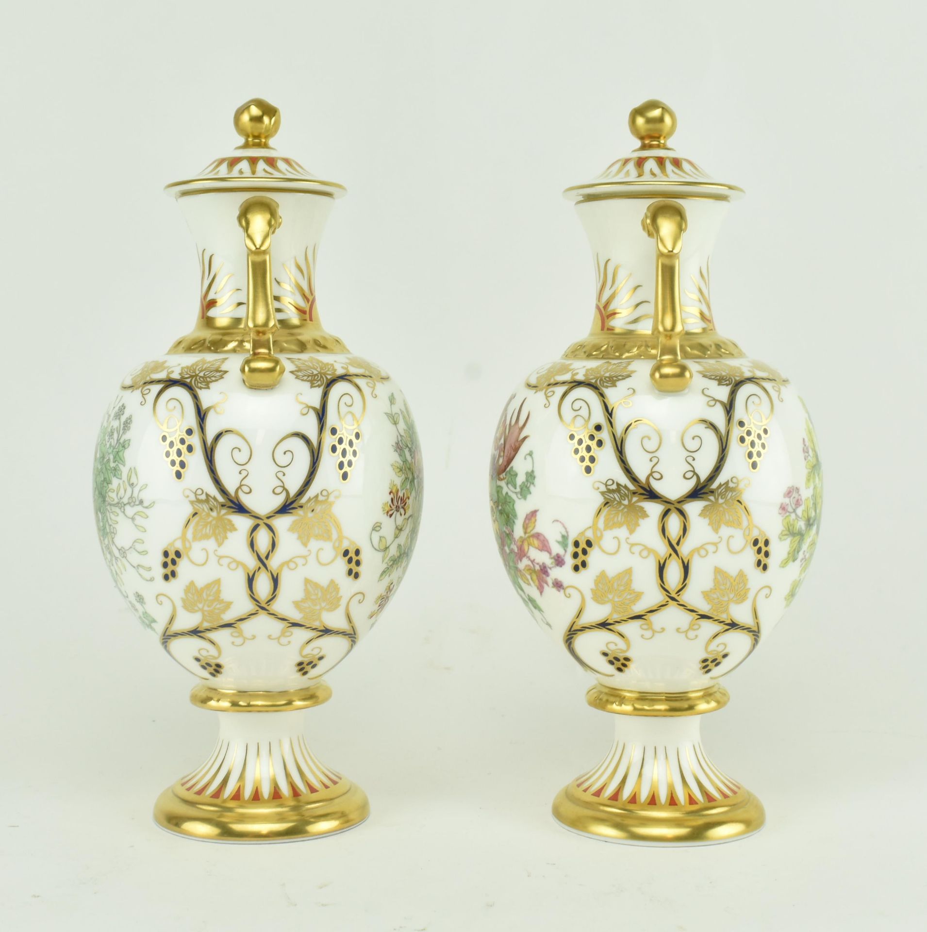 PAIR OF CONTEMPORARY ROYAL CROWN DERBY URNS / VASES - Image 3 of 7