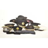 COLLECTION OF RE-ENACTMENT RAF / NAVY ARMY OFFICERS PEAK HATS