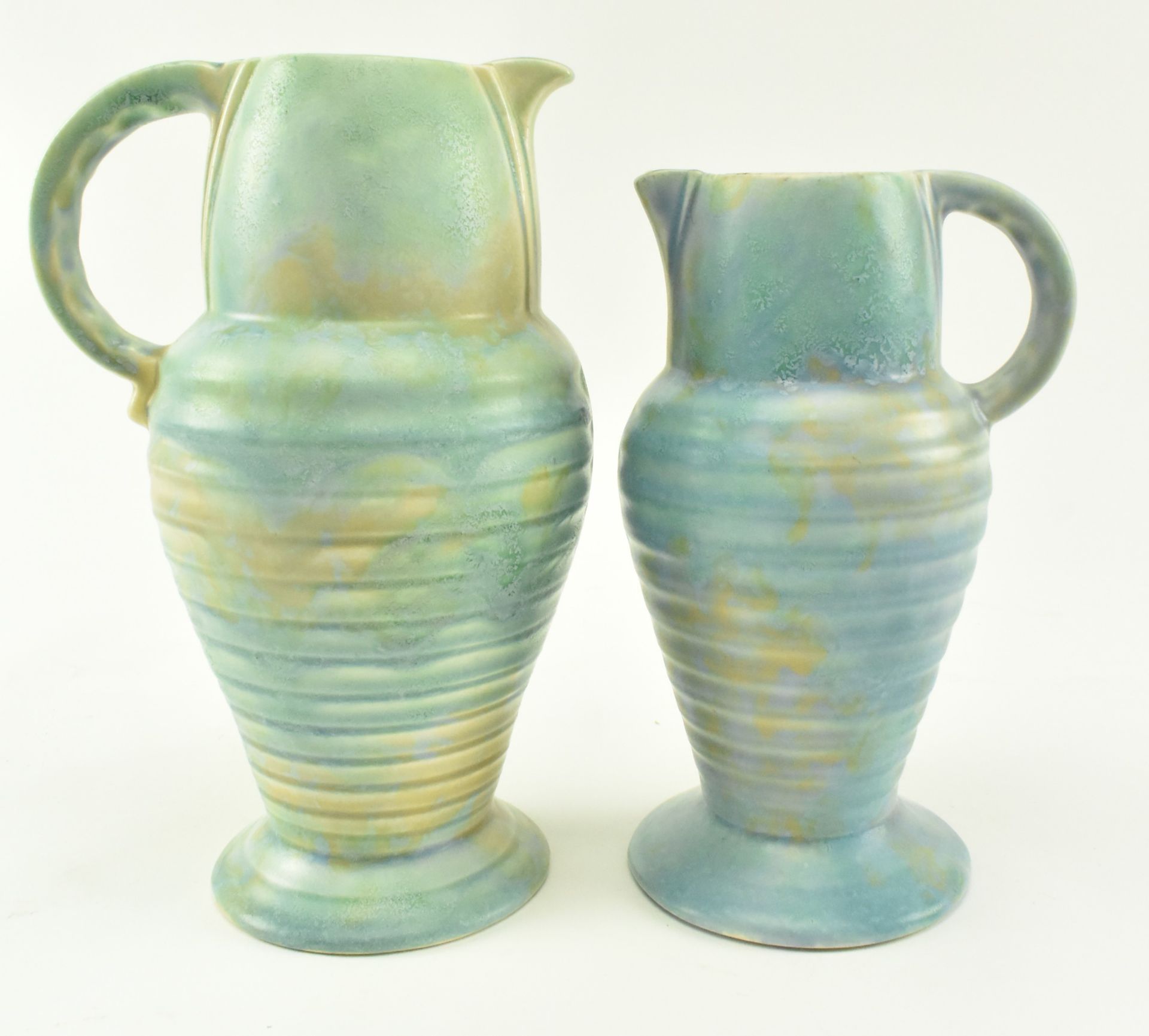 FLAXMAN WARE - WADEHEATH - TWO ART DECO STUDIO POTTERY JUGS