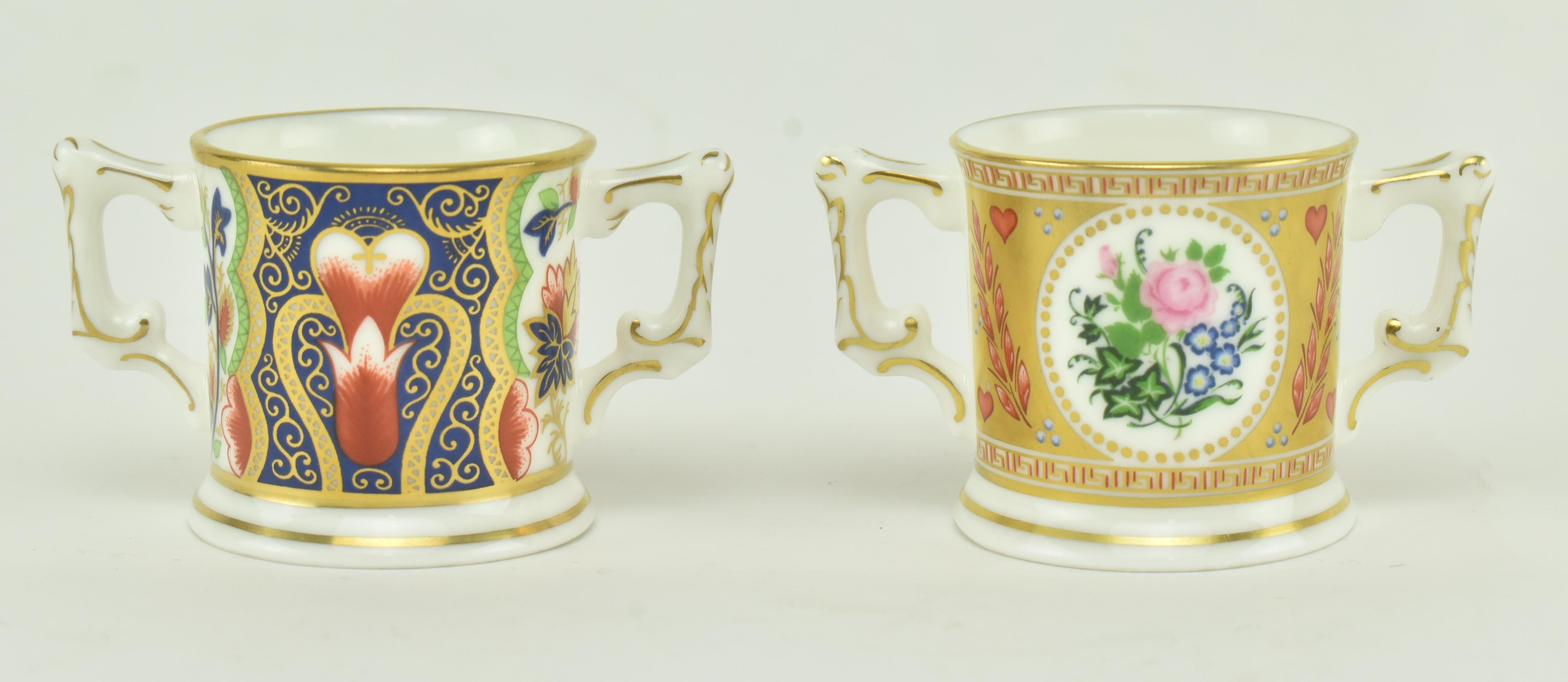 A COLLECTION OF ROYAL CROWN DERBY MINIATURE LOVING CUPS - Image 7 of 8