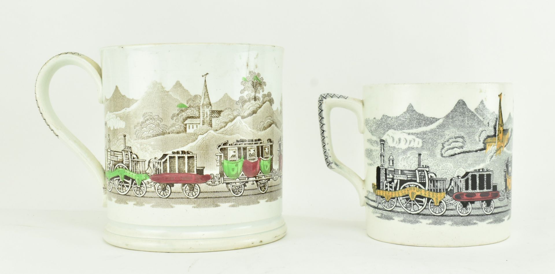 THREE VICTORIAN CERAMIC RAILWAY PIECES, TWO MUGS & A BOWL - Image 6 of 8