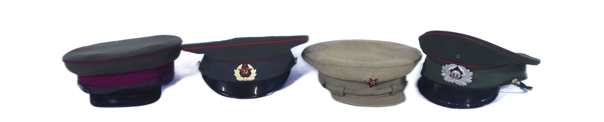 COLLECTION OF VINTAGE POST WAR RUSSIAN MILITARY CAPS