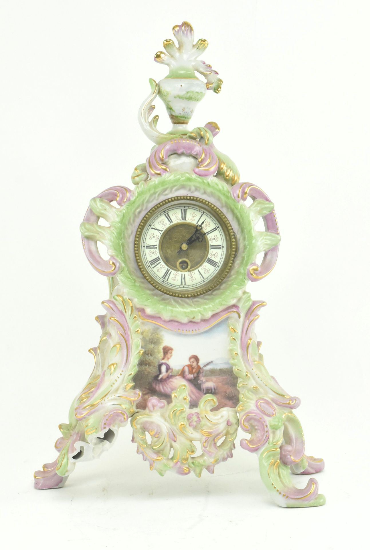 EARLY 20TH CENTURY MEISSEN STYLE PORCELAIN CLOCK