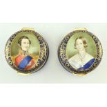 TWO ROYAL CROWN DERBY VICTORIA AND ALBERT ENAMEL BOXES