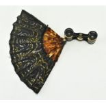 PAIR OF TORTOISESHELL OPERA GLASSES & HAND FAN BY VICKERY