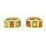 PAIR OF ROYAL CROWN DERBY OLD IMARI LIDDED POTS