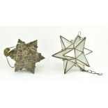 TWO VINTAGE STAR SHAPED MOROCCAN / INDIAN HANGING LIGHTS