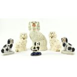 SIX VICTORIAN STAFFORDSHIRE CERAMIC DOGS, INCL. TWO PAIRS