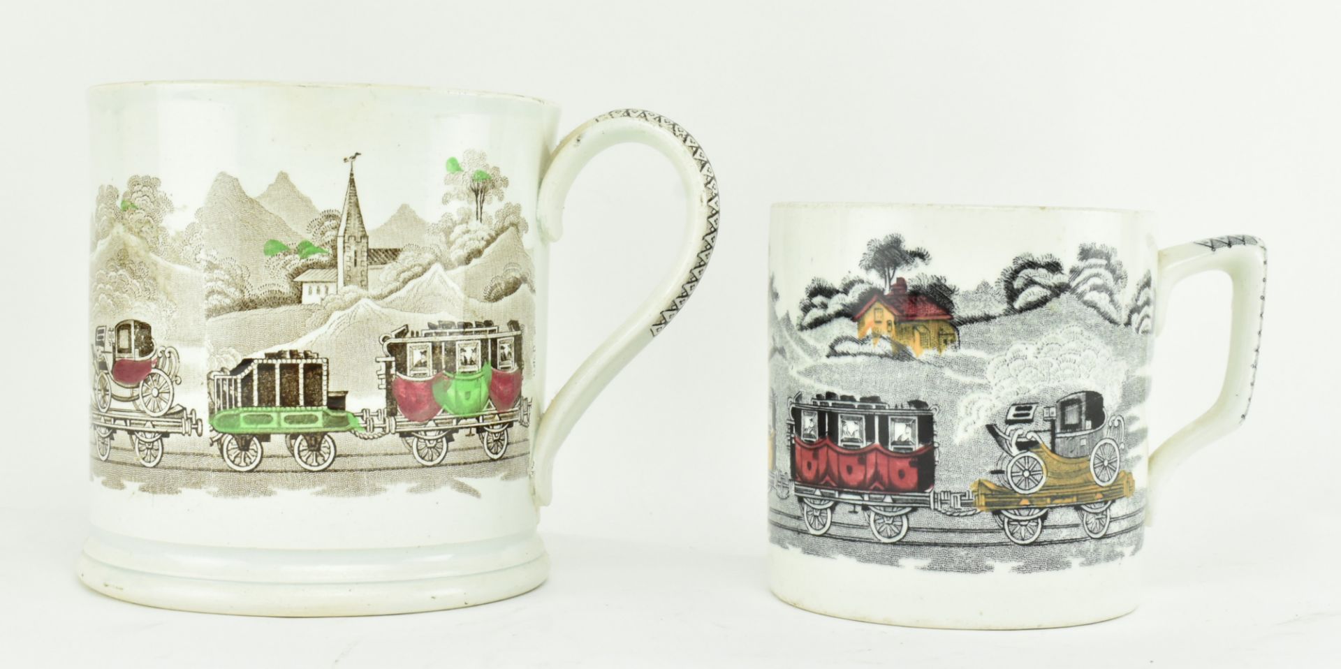 THREE VICTORIAN CERAMIC RAILWAY PIECES, TWO MUGS & A BOWL - Image 5 of 8