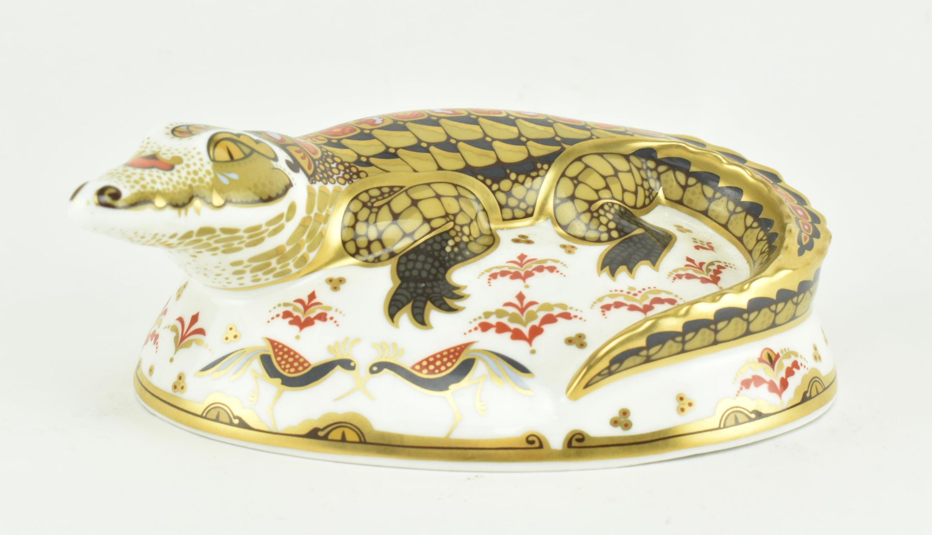 ROYAL CROWN DERBY - CROCODILE BONE CHINA PAPERWEIGHT