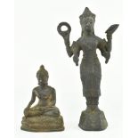 TWO 20TH CENTURY SOUTH EAST ASIAN BRONZE RELIGIOUS FIGURINES