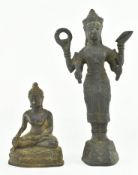 TWO 20TH CENTURY SOUTH EAST ASIAN BRONZE RELIGIOUS FIGURINES